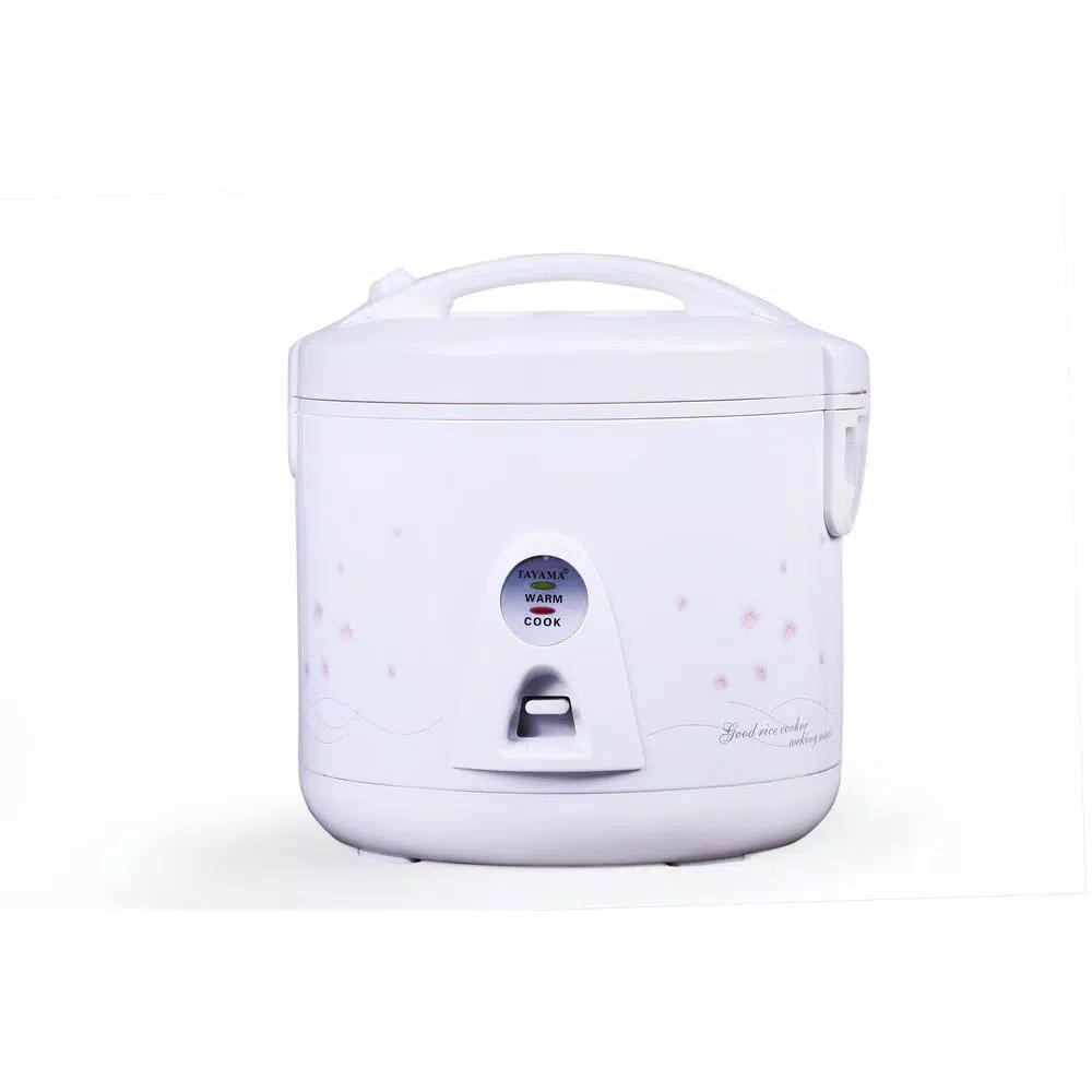 Tayama TRC-1000V 10-Cup White Rice Cooker with Food Steamer Basket