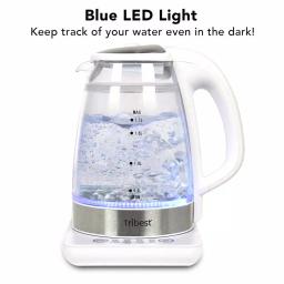 Tribest Glass Raw Tea Kettle, 1.7L Electric Kettle with Precision Temperature Presets, White thumbnail 2