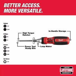 Milwaukee 9-in-1 Square Drive Ratcheting Multi-Bit Screwdriver with Power Groove Bits thumbnail 2