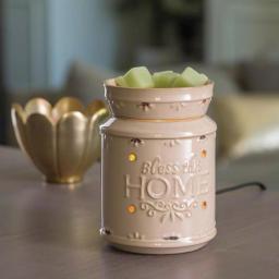Candle Warmers Etc Bless This Home 8.8 in. Cream Ceramic Fragrance Warmer - French Country Style thumbnail 2