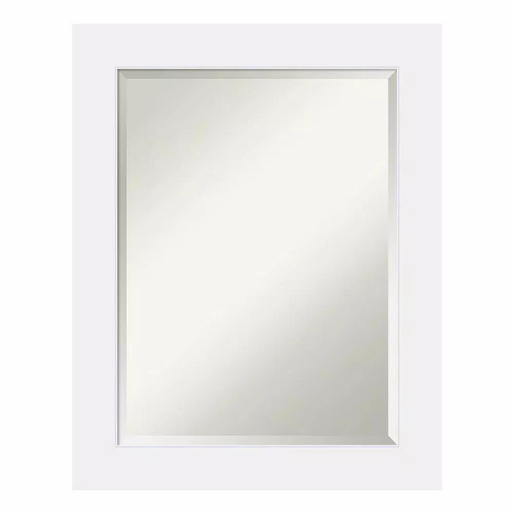 Amanti Art Corvino 23 in. W x 29 in. H Rectangular Beveled Edge Bathroom Vanity Mirror, Satin White Wood Frame