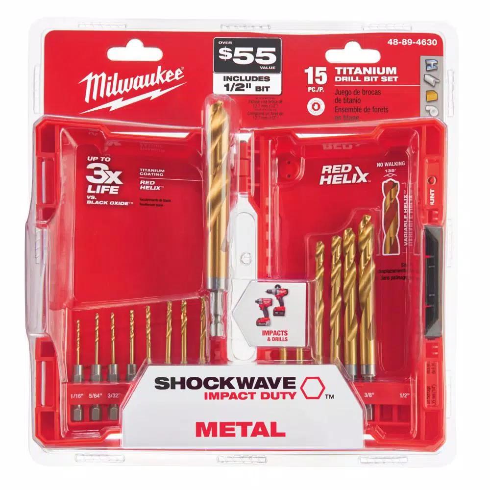 Milwaukee SHOCKWAVE Impact Duty Titanium Drill Bit (15-Pc) & Steel Driver Bit (45-Pc) Set