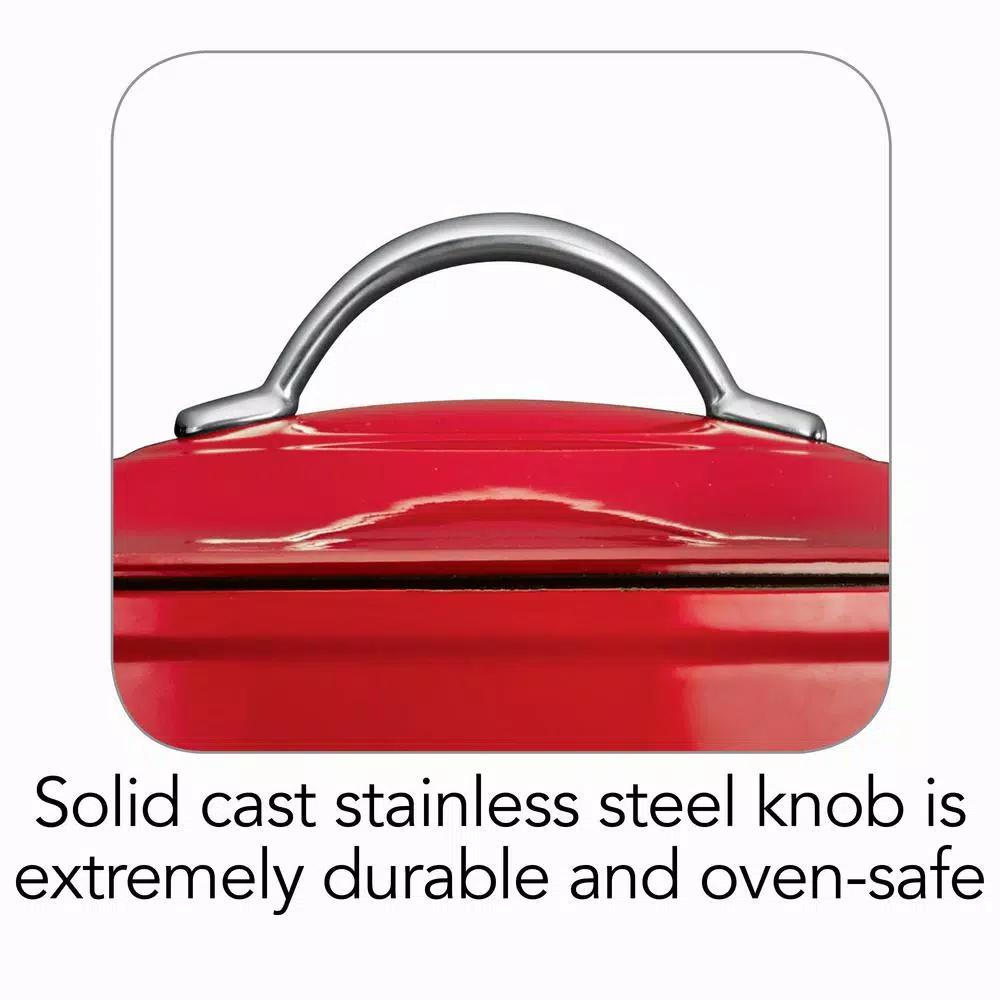 Tramontina Gourmet 6.5 qt. Oval Enameled Cast Iron Dutch Oven with Lid, Gradated Red