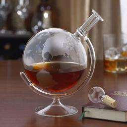 Wine Enthusiast 35 oz. Etched Globe Spirits Decanter with Glass Base and Stopper thumbnail 2