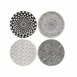3R Studios Black and White Geometric Stoneware Salad Plates, Set of 4 with Gold Rim thumbnail 1
