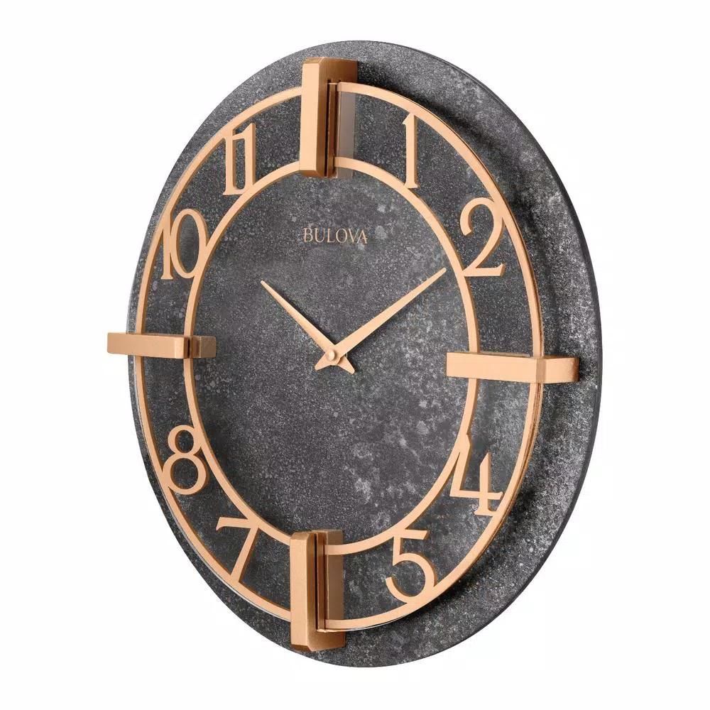 Bulova Gotham 15.5 in. Round Wall Clock with Granite Tone Finish and Quartz Movement