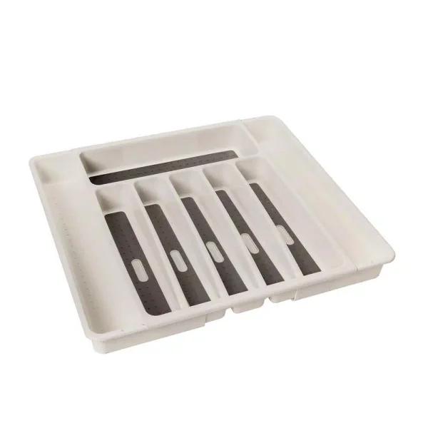 Real Solutions for Real Life Expandable White Plastic Utility Drawer Organizer Tray with 8 Compartments