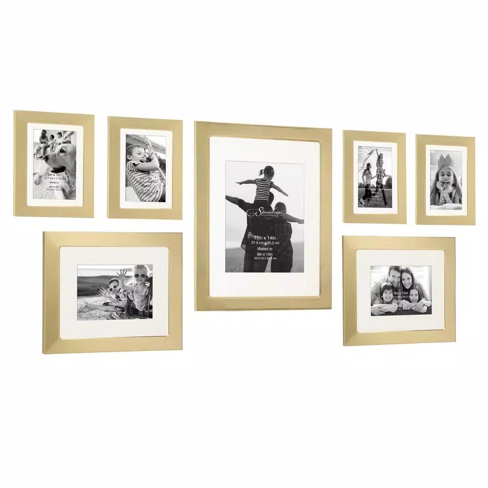 Stonebriar Collection Stonebriar Decorative Stamped Gold Metal Picture Frame Set, 7-Piece Gallery Wall Set