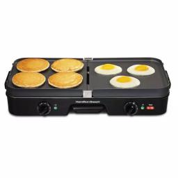 Hamilton Beach 3-in-1 Indoor Grill and Griddle, 180 sq. in. Nonstick Cooking Surface, Black thumbnail 4