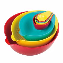 MasterPan 8-Piece Multi-Colored Nested Mixing and Measuring Bowl Set with Colander and Sifter thumbnail 1