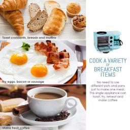 Elite Americana by Elite 3-in-1 Mini Breakfast Shoppe - 500W Toaster Oven, 4-Cup Coffee Maker & 6 in. Griddle, Blue thumbnail 5