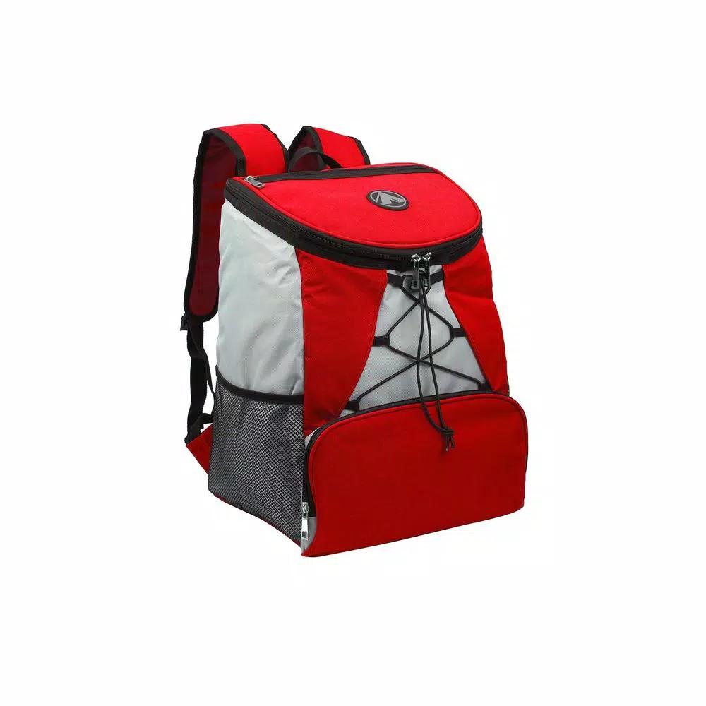 GigaTent Red 4-Pocket Insulated Cargo Backpack Soft Cooler, Leak-Proof 2qt Capacity
