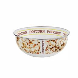Golden Rabbit Popcorn Design Enamelware Popcorn Bowl, 4.5 Qt, White thumbnail 2