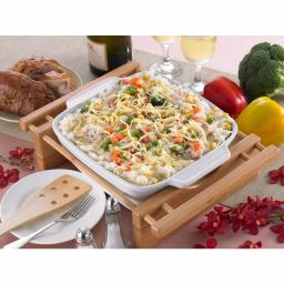 Creative Home Grand Buffet 9 in. Square Stoneware Casserole Dish with Bamboo Cradle thumbnail 2