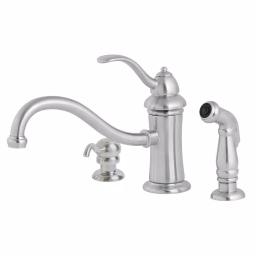 Pfister Marielle Single-Handle Mid-Arc Kitchen Faucet with Side Sprayer and Soap Dispenser, Stainless Steel thumbnail 1