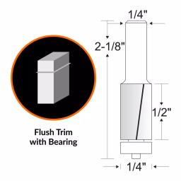 WEN 1/4 in. Flush Trim Carbide Tipped Router Bit with 1/4 in. Shank thumbnail 2