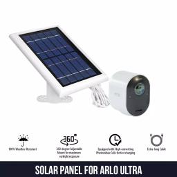 Wasserstein Solar Panel for Arlo Ultra 2, Ultra, Pro 4, and Pro 3 with 13.1 ft. Magnetic Cable (White) thumbnail 3