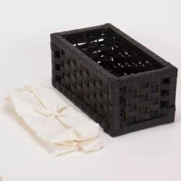 Household Essentials Black Paper Rope Wicker Utility Basket Set of 3 with Washable Cotton Liners thumbnail 2