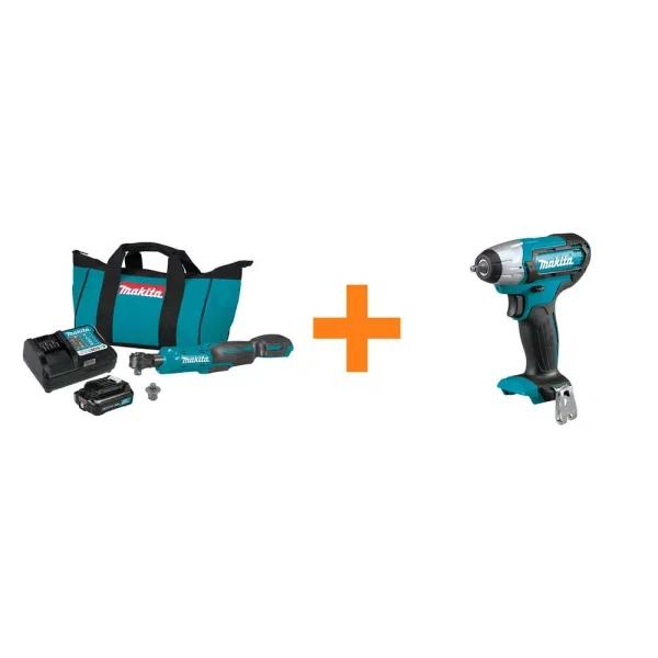 Makita 12V MAX CXT Cordless Ratchet Kit with Bonus 1/4 in. Impact Wrench