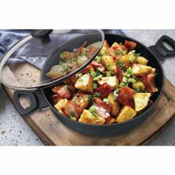 MasterPan Modern Series 5 qt. Cast Aluminum Nonstick Saute Pan with Glass Lid, Black thumbnail 5