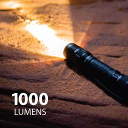 LUXPRO Pro Series 1000 Lumens LED Tactical Rechargeable Flashlight with TackGrip thumbnail 2