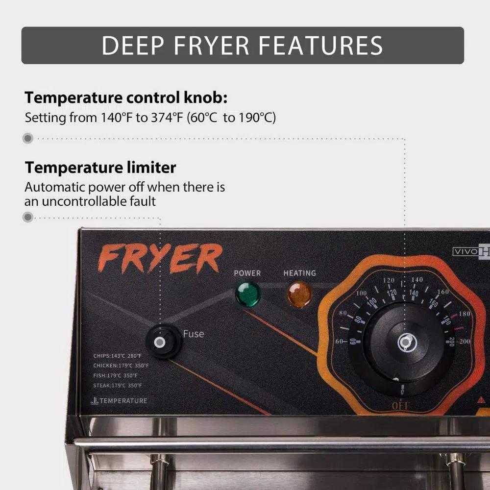 VIVOHOME 20.7 Qt. Stainless Steel Dual Basin Electric Deep Fryer, 5000W with 2 Removable Baskets