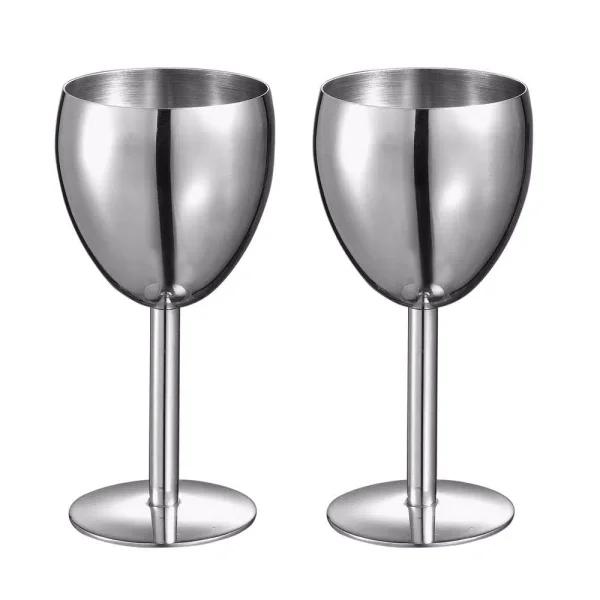 Visol Antoinette Stainless Steel Wine Glass Set, 6 oz, Set of 2