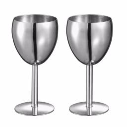 Visol Antoinette Stainless Steel Wine Glass Set, 6 oz, Set of 2 thumbnail 1