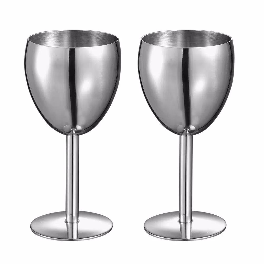 Visol Antoinette Stainless Steel Wine Glass Set, 6 oz, Set of 2