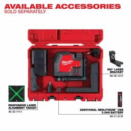 Milwaukee Green Cross Line and Plumb Points Rechargeable Laser Level, 100 ft. Range thumbnail 9
