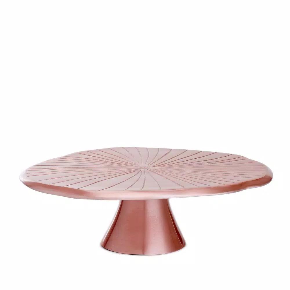 Old Dutch Rose Gold Lily Pad Cake Stand, 14.5 in. Aluminum Dessert Display