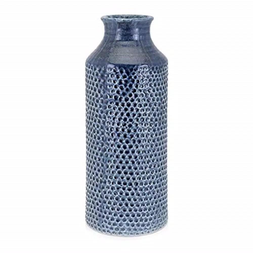 IMAX Skye Blue Large Ceramic Floor Vase - 18in Cylindrical Textured Vase