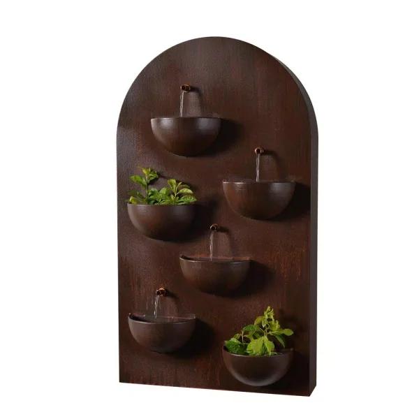 Kenroy Home Silva 31 in. Steel Wall Fountain with Built-in Planters, Rusty Red Finish