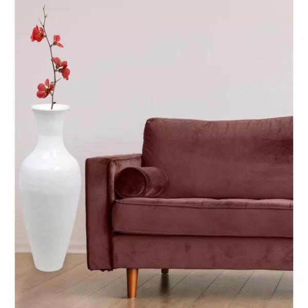 Uniquewise 37 in. White Modern Bamboo Tall Floor Vase - Trumpet Shape