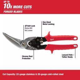 Milwaukee 11 in. Left-Cut Offset Aviation Snips with Forged Serrated Blades thumbnail 2