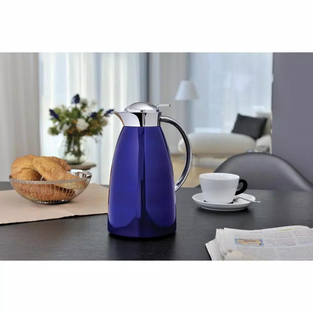 Alfi Gusto Glass Vacuum Carafe, 1.06 Qt. Thermal Coffee Server, Royal Blue