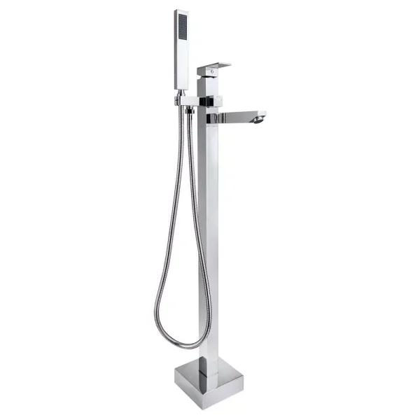 AKDY Freestanding Floor Mount Roman Tub Faucet with Hand Shower, Chrome