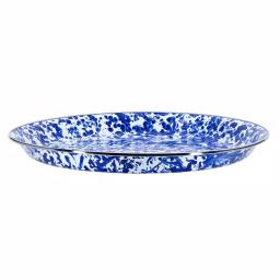 Golden Rabbit 20 in. Cobalt Swirl Enamelware Round Serving Tray thumbnail 2