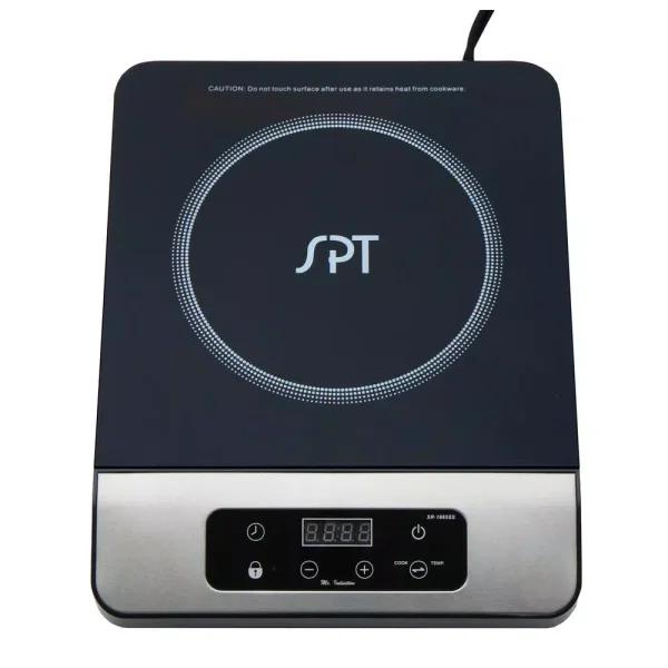 SPT 1650W Single Burner Induction Cooktop with 3.5L Stainless Steel Pot and Glass Lid, Black & Silver