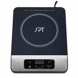 SPT 1650W Single Burner Induction Cooktop with 3.5L Stainless Steel Pot and Glass Lid, Black & Silver thumbnail 1