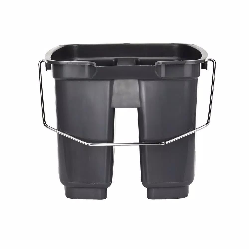 Alpine Industries 19.5 Qt. Divided Plastic Cleaning Caddy with Metal Handle, Gray