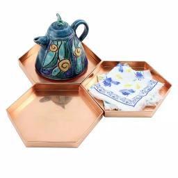 Achla Designs Hexagonal Copper Plated Stainless Steel Decorative Trays, Set of 3 thumbnail 3