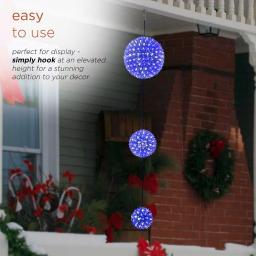 Alpine Corporation 37 in. 3-Tier Hanging Christmas Ornament with 350 Blue and White Chasing LED Lights thumbnail 5