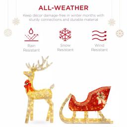 Best Choice Products 48 in. LED Reindeer and Sleigh Christmas Yard Decor Set with Warm White Lights thumbnail 5