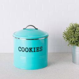 Home Basics Vintage Style Blue Tin Cookie Jar - 14.2 oz Metal Food Storage Container thumbnail 3