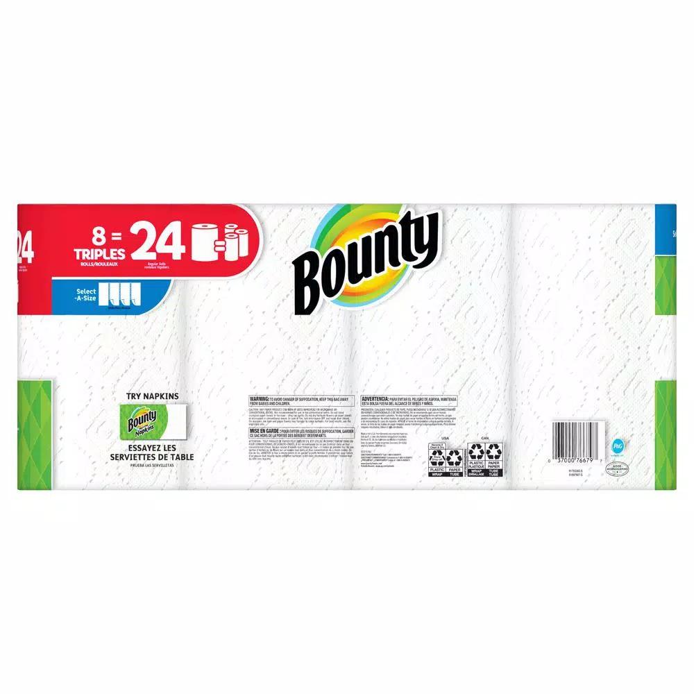 Bounty Select-A-Size White Paper Towels, 8 Triple Rolls