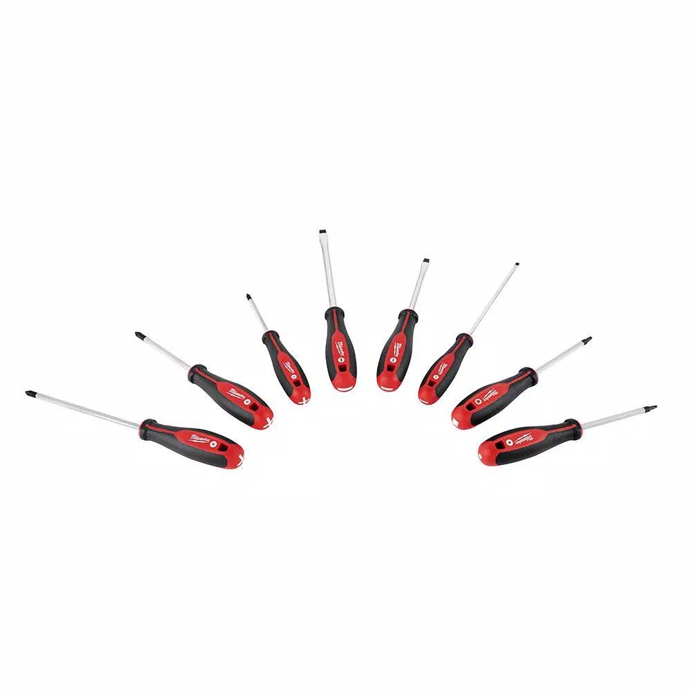 Milwaukee Aviation Snips 3-Pack and 8-Piece Screwdriver Set Bundle