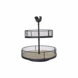 3R Studios Black Metal 2-Tier Decorative Rooster Tiered Tray - Farmhouse Style thumbnail 1