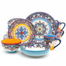 Euro Ceramica Zanzibar 3-Piece Ceramic Canister Set - Multicolor Earthenware Kitchen Jars thumbnail 3