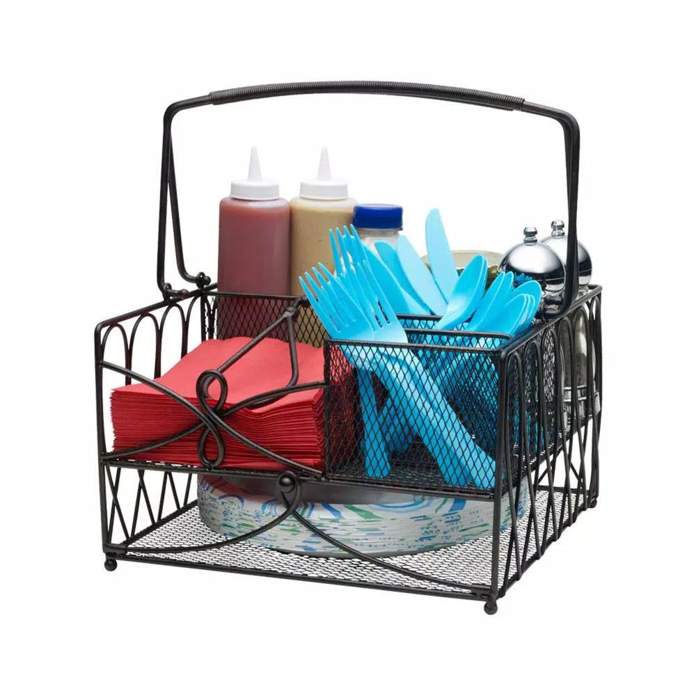 Gourmet Basics by Mikasa Mikasa Gourmet Basics Antique Black Wrought Iron Loop Picnic Caddy